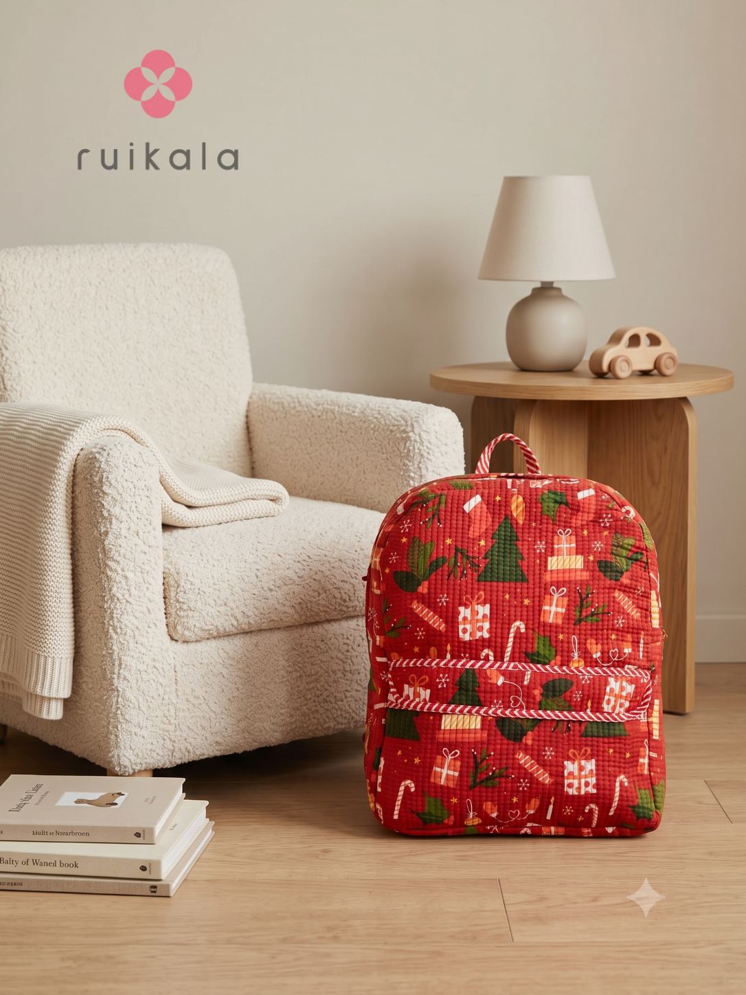 Red Christmas Kid's Quilted Backpack