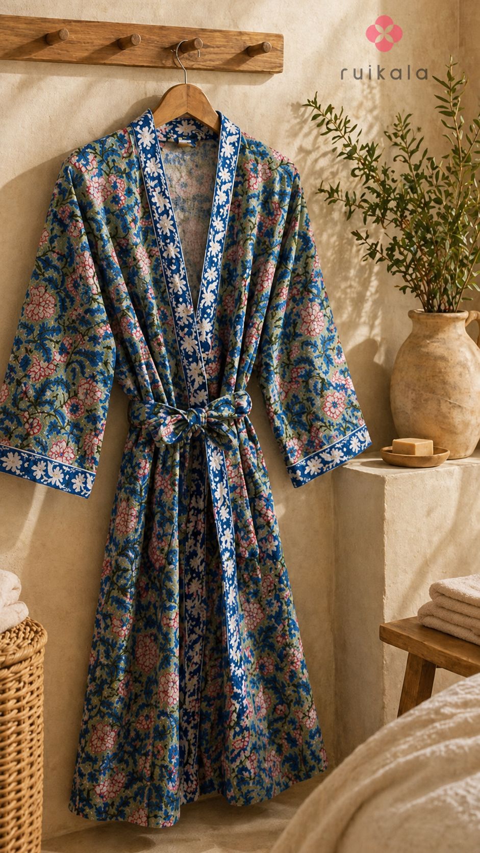 Azure Bloom Bathrobe