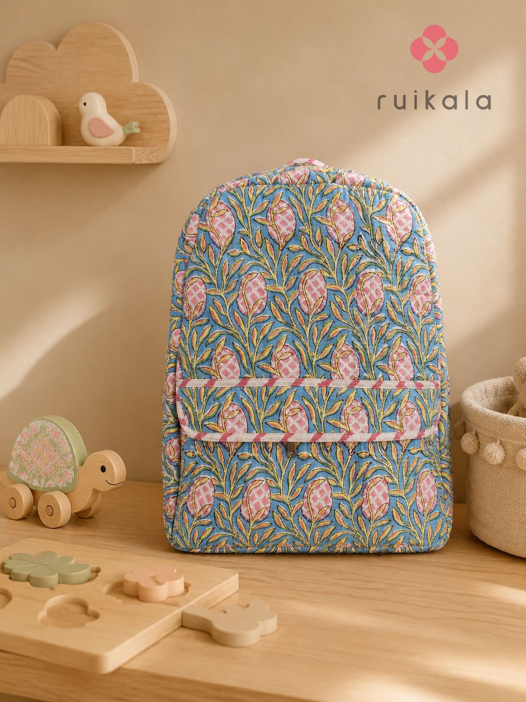 Blue Blossom Kid's Quilted Backpack