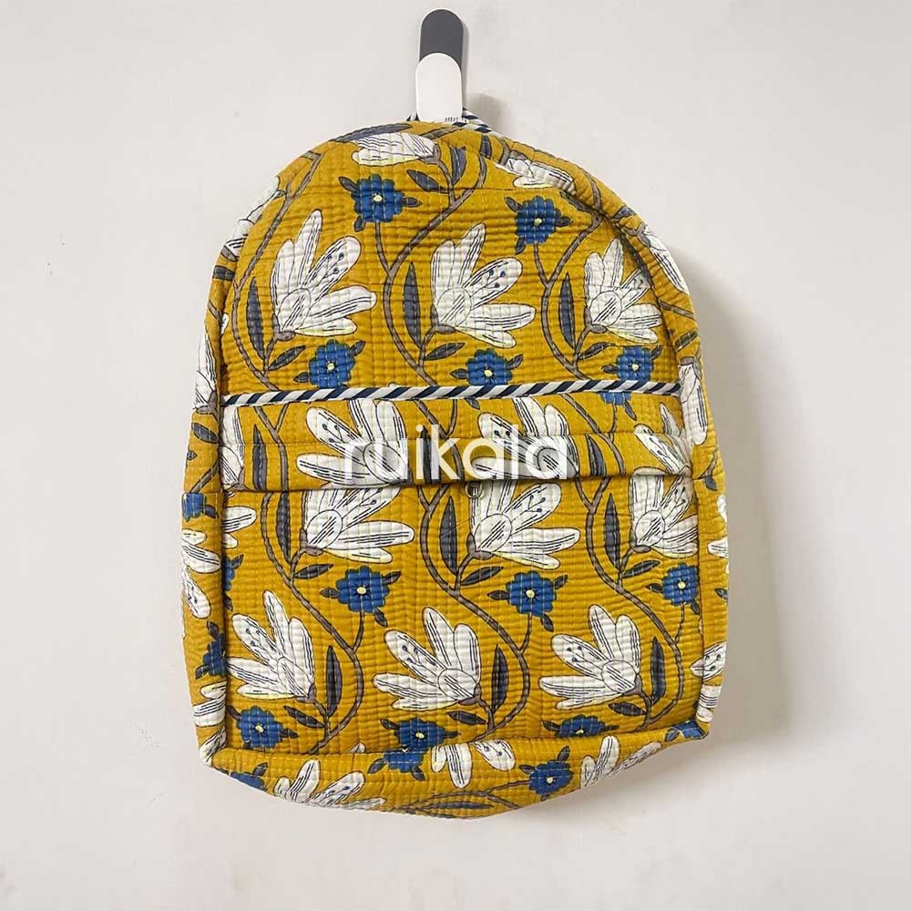 Mustard Blossom Quilted Backpack