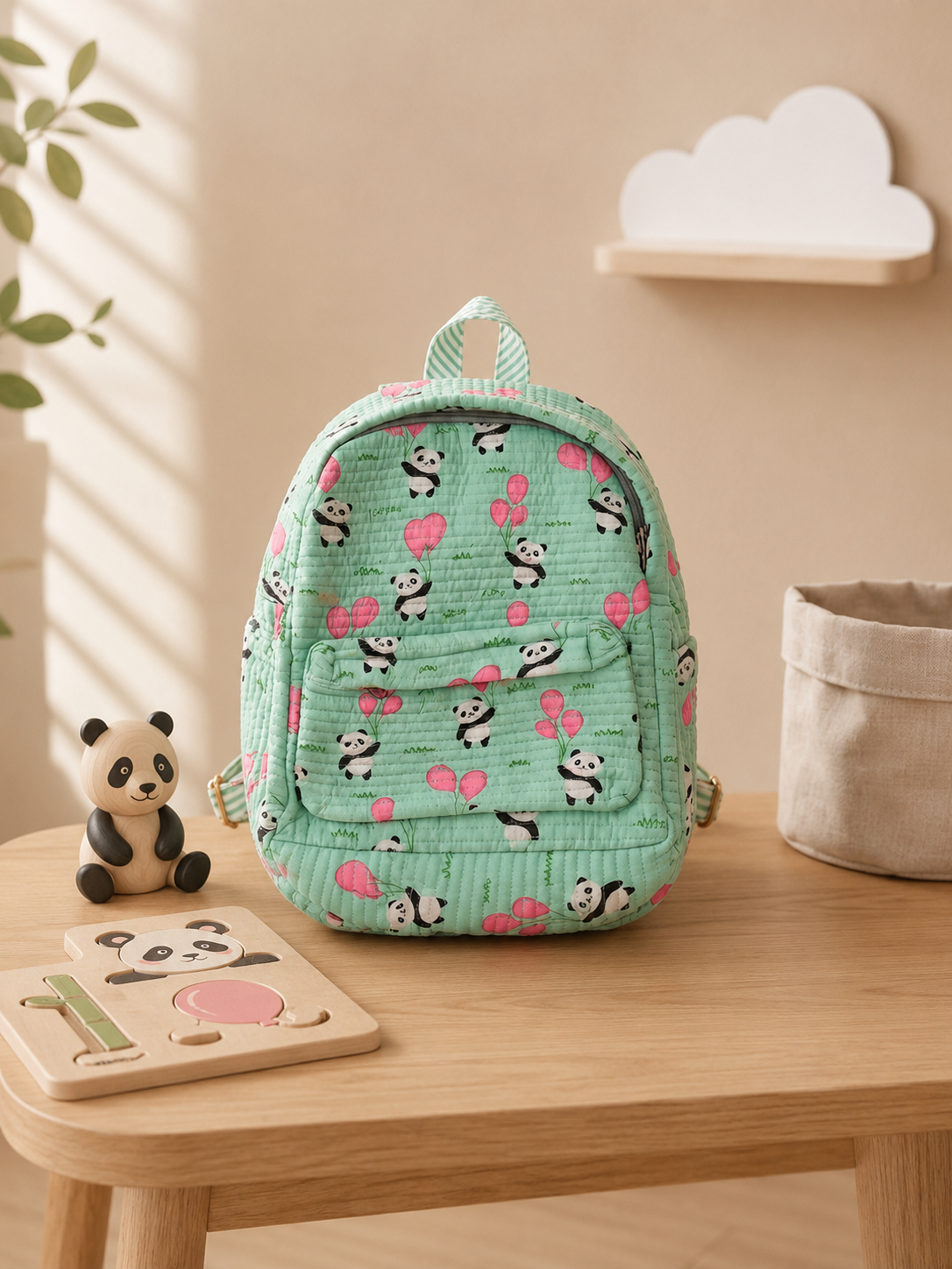 Mini Panda Parade Kid's Quilted Backpack