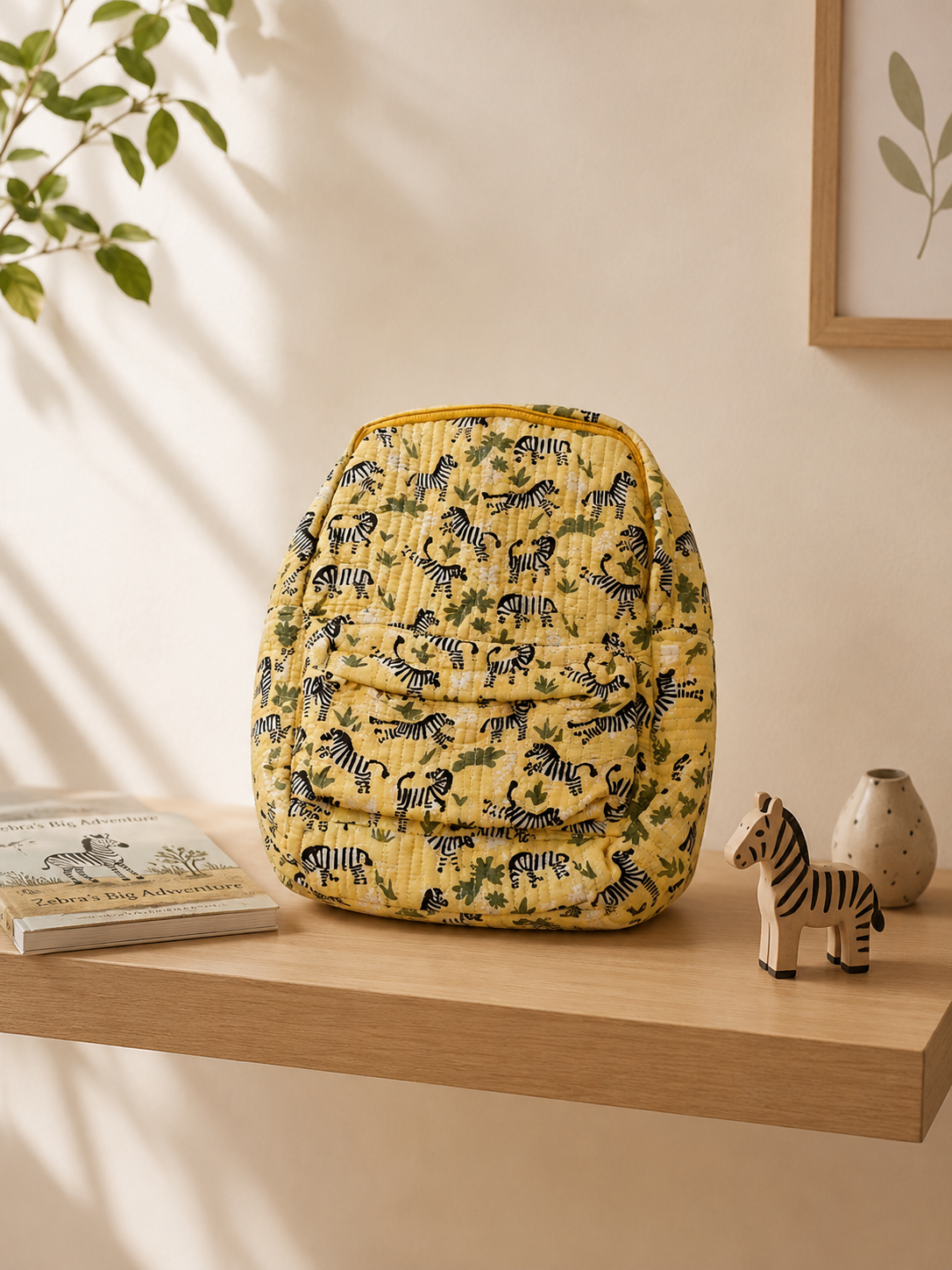 Zebra Trails Yellow Kid's Mini Quilted Backpack
