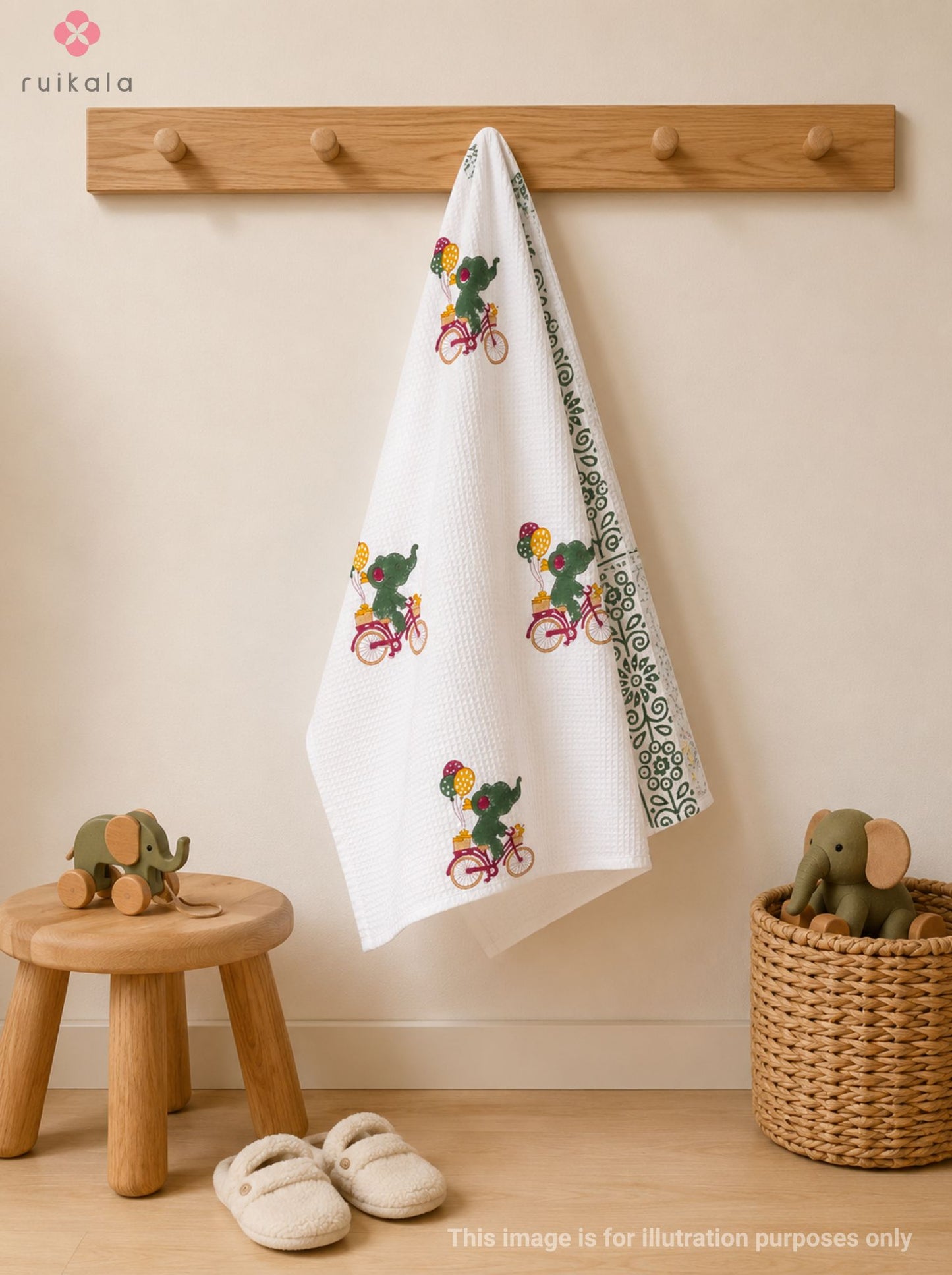 Elephant on Bicycle Kid's Bath Towel