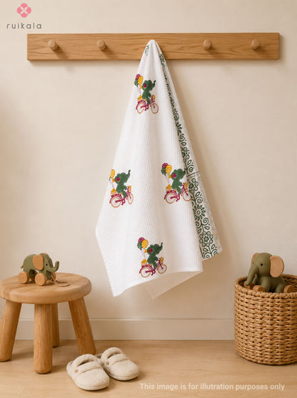Elephant on Bicycle Kid's Bath Towel