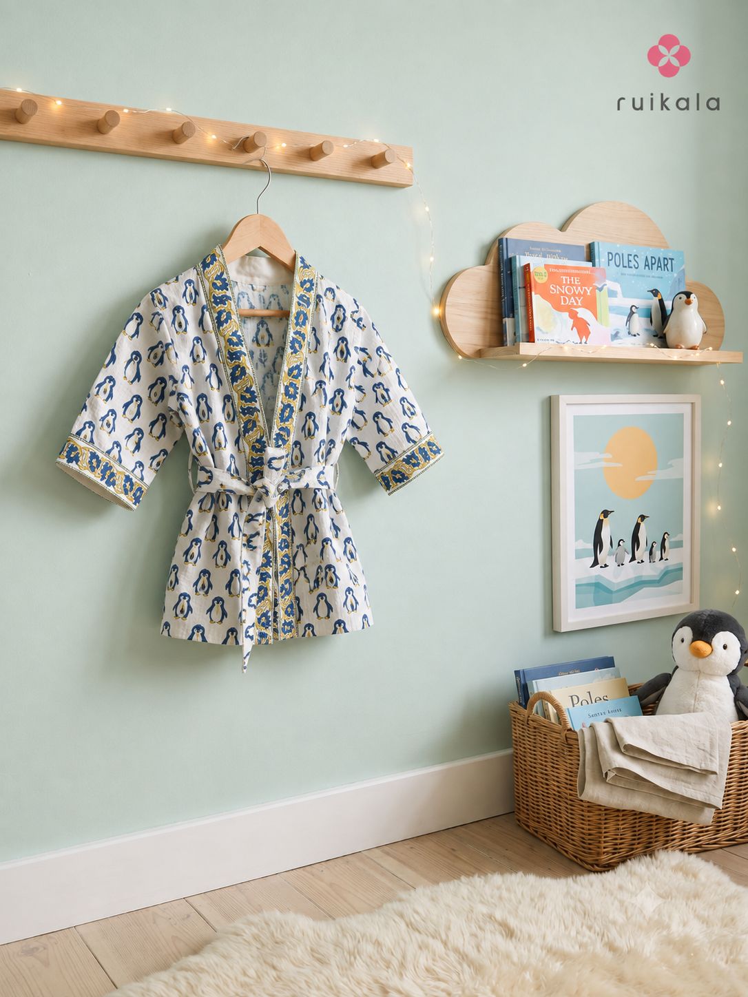 Blue Penguin Kid's Bathrobe