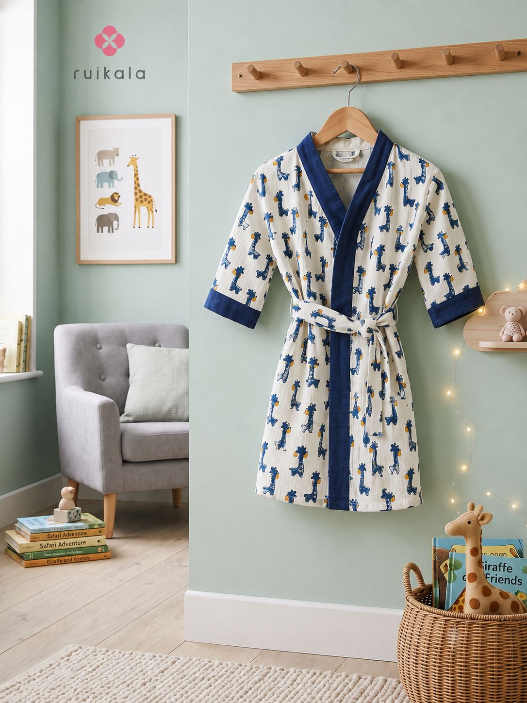 Blue Giraffe Kid's Bathrobe