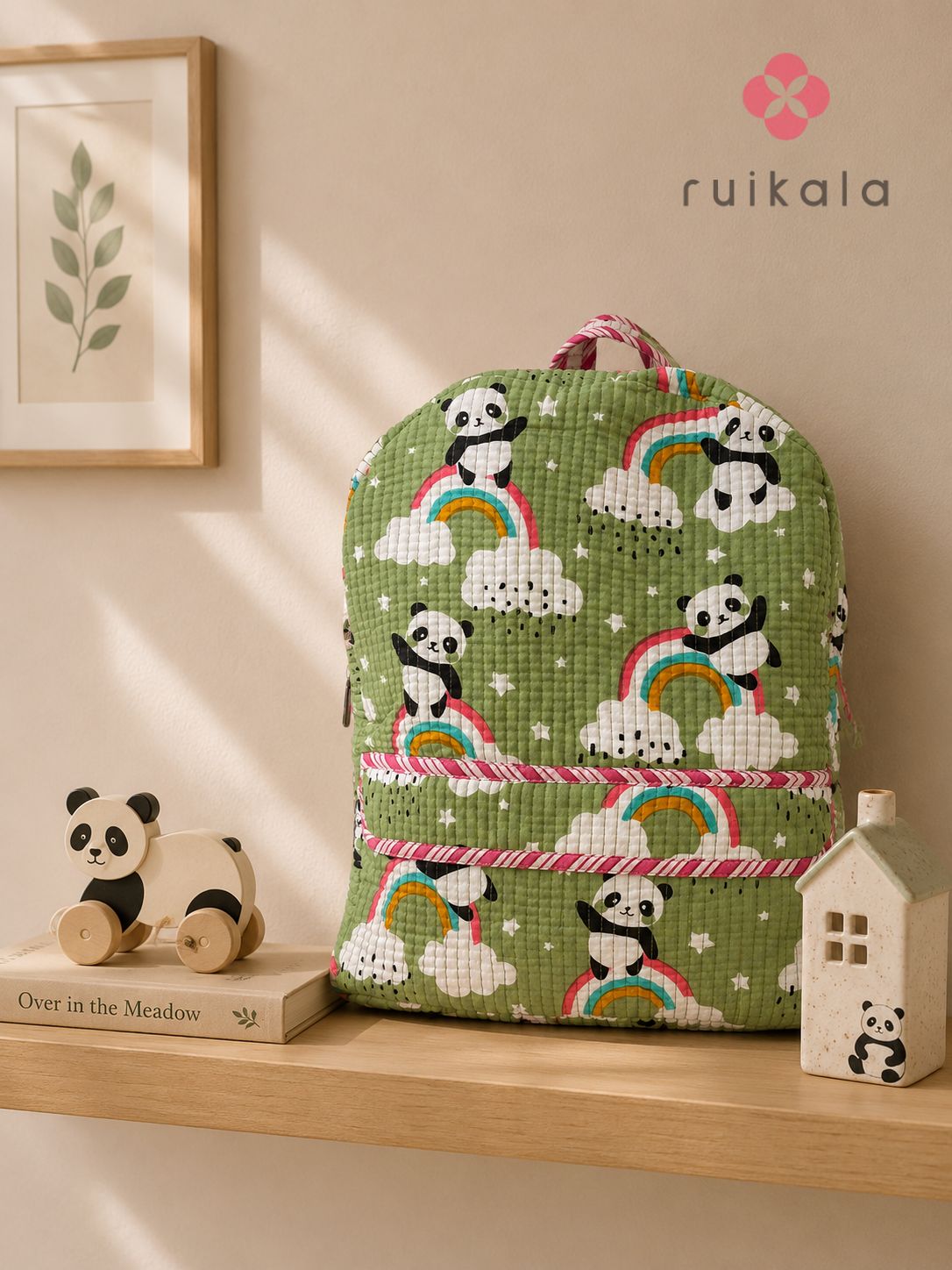 Rainbow Panda Kid's Quilted Backpack