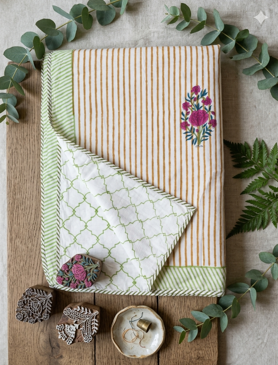 Floral beige stripes