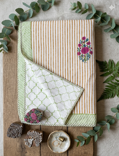 Floral beige stripes