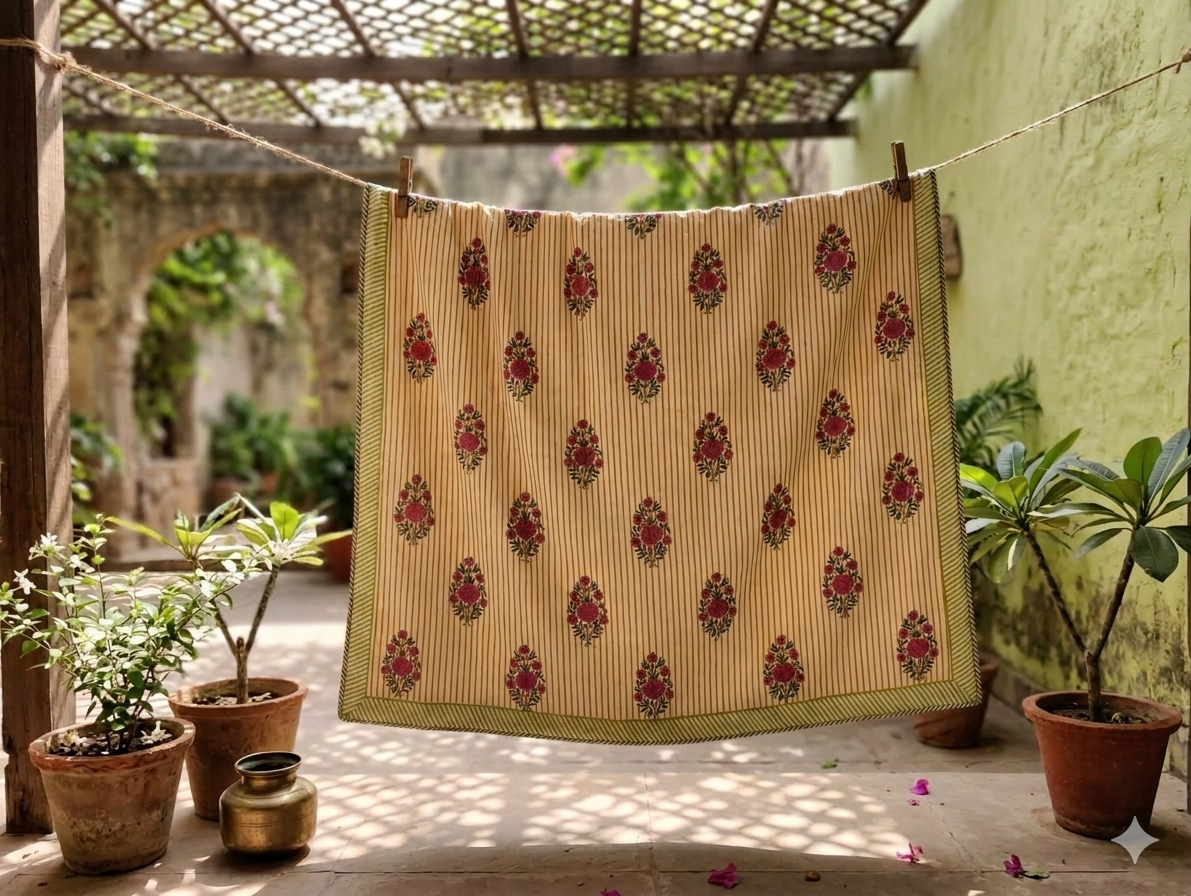Floral beige stripes