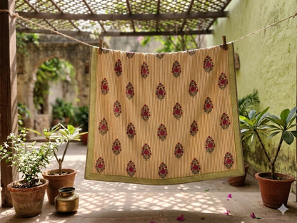 Floral beige stripes