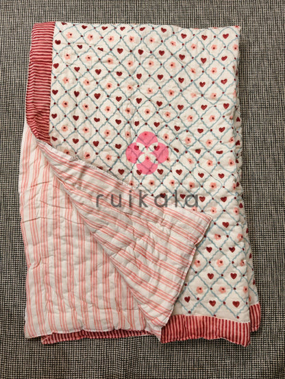 Floral Hearts Kids Quilt