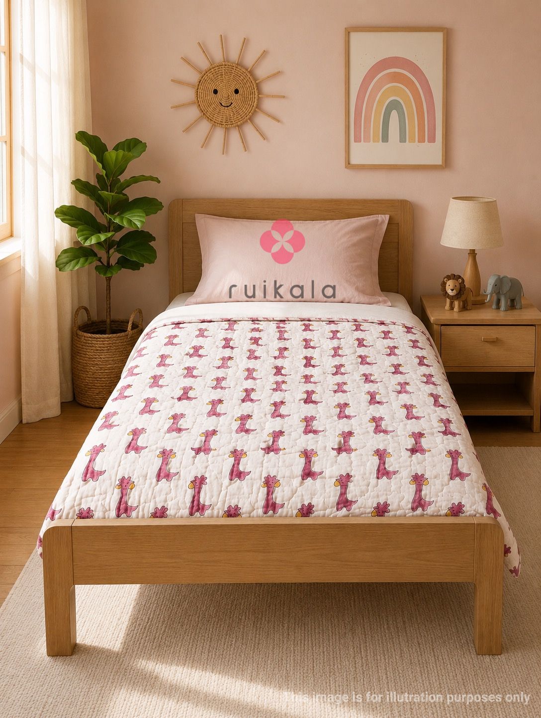 Pink Giraffe Kids Quilt
