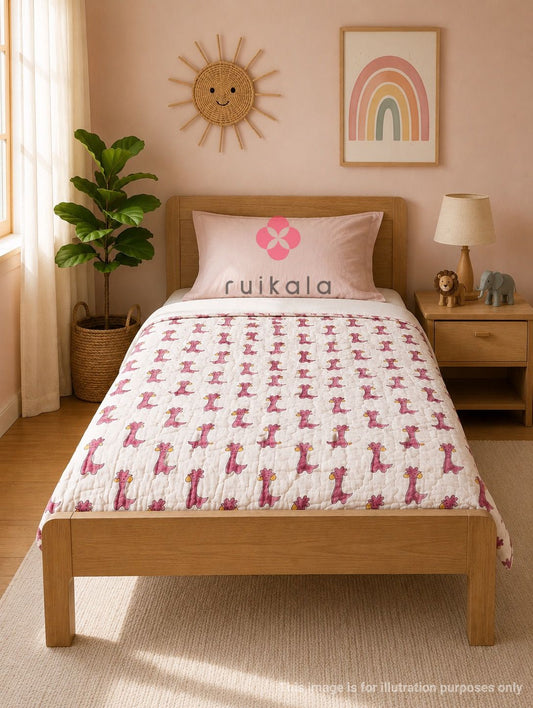 Pink Giraffe Kids Quilt