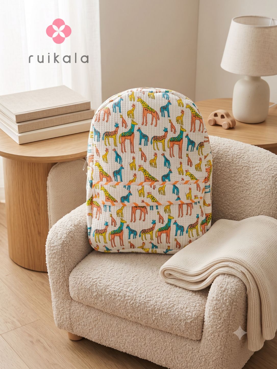 Safari Giraffe Kid's Quilted Backpack