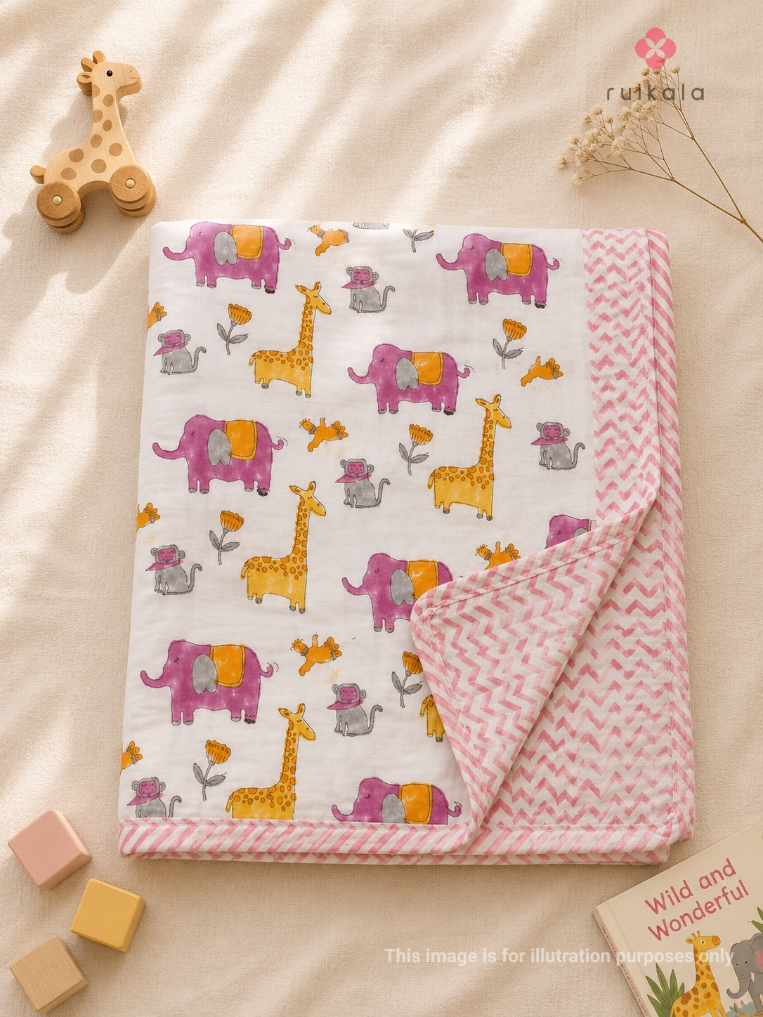 Pink & Yellow Jungle Friends Kid's Dohar