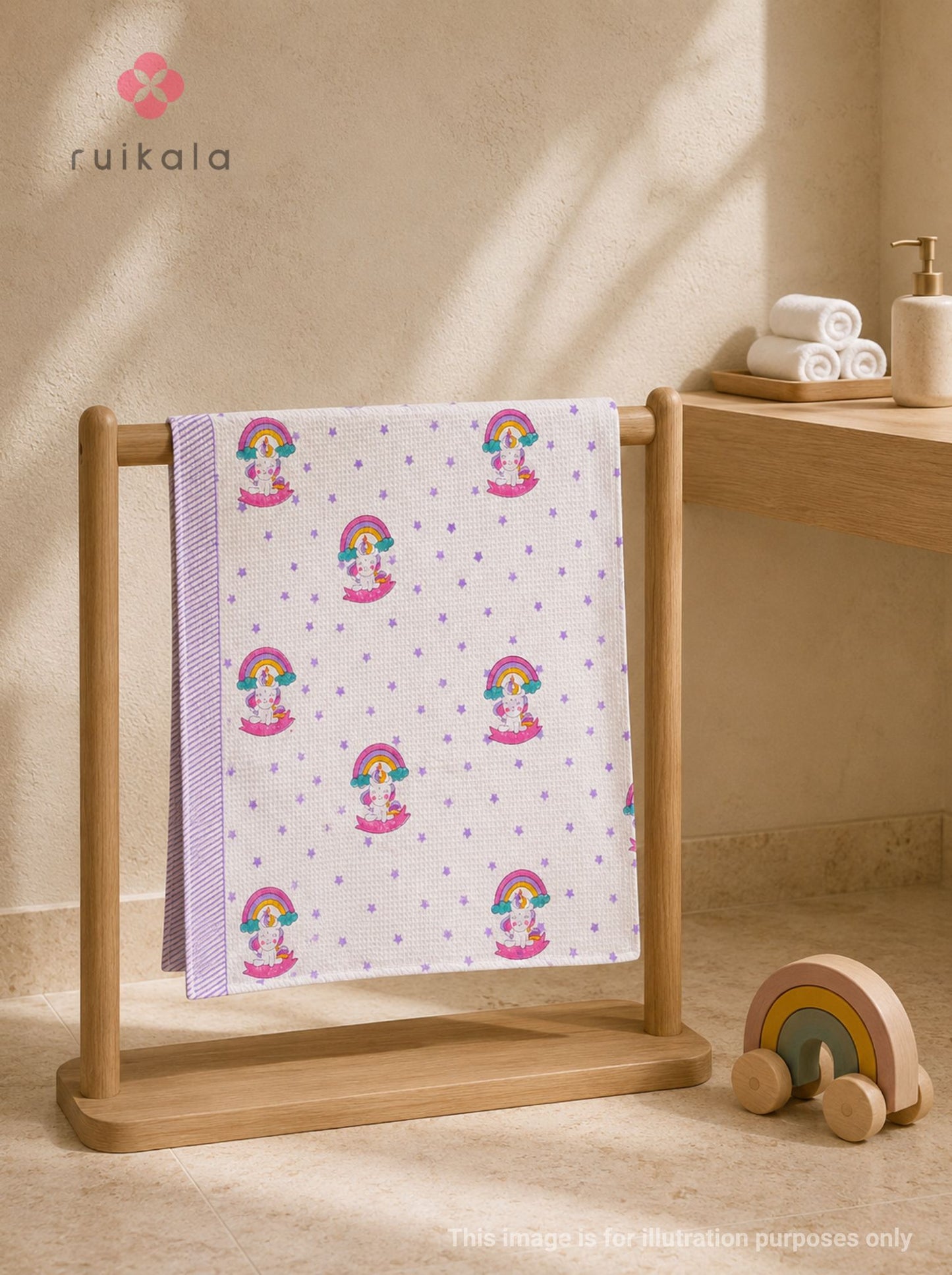 Purple Dreamy Unicorn Kid's Bath Towel