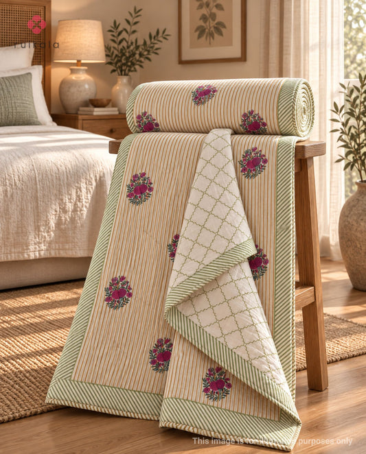 Floral beige stripes Dohar