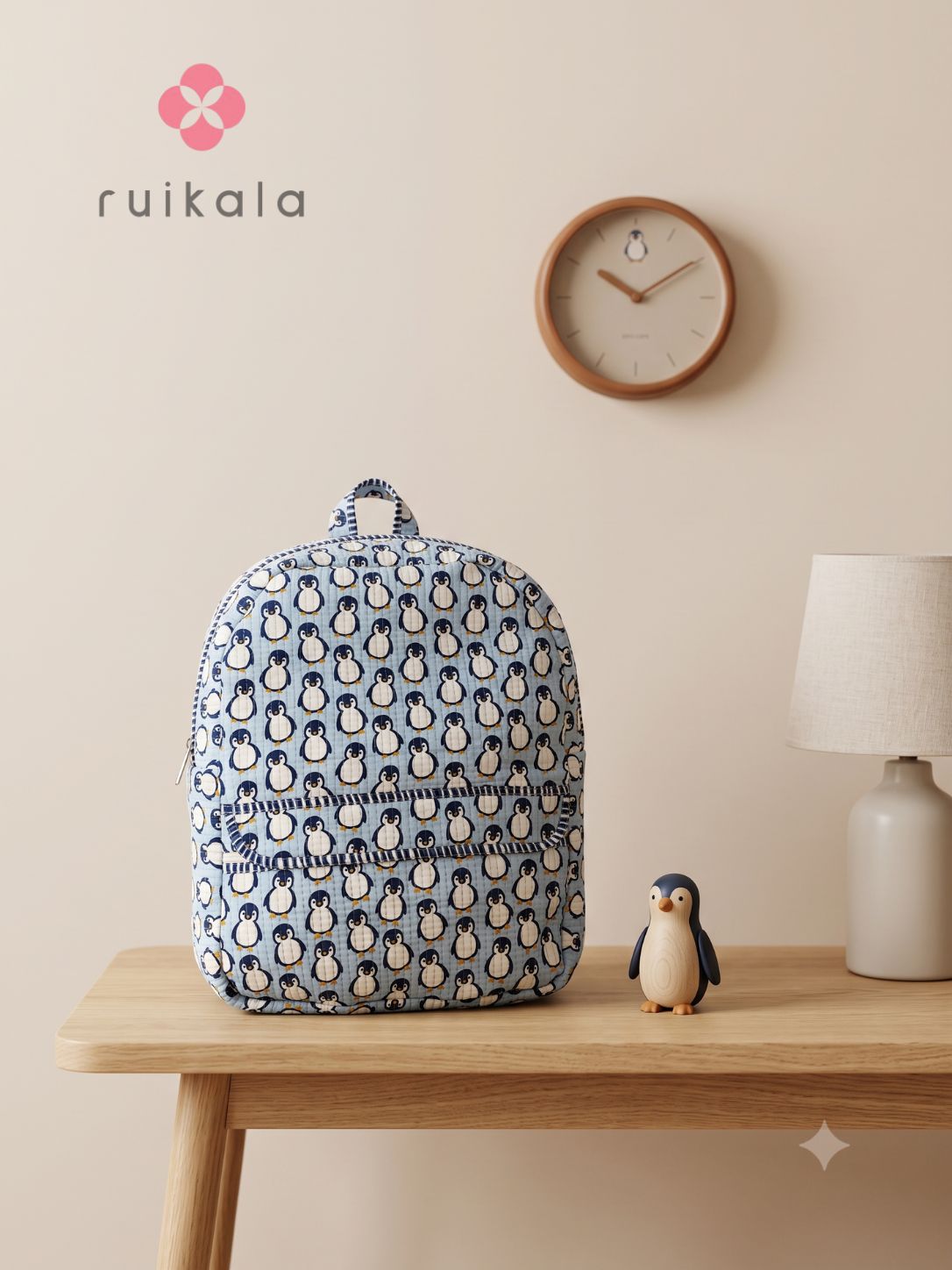 Penguin Parade Kid's Quilted Backpack