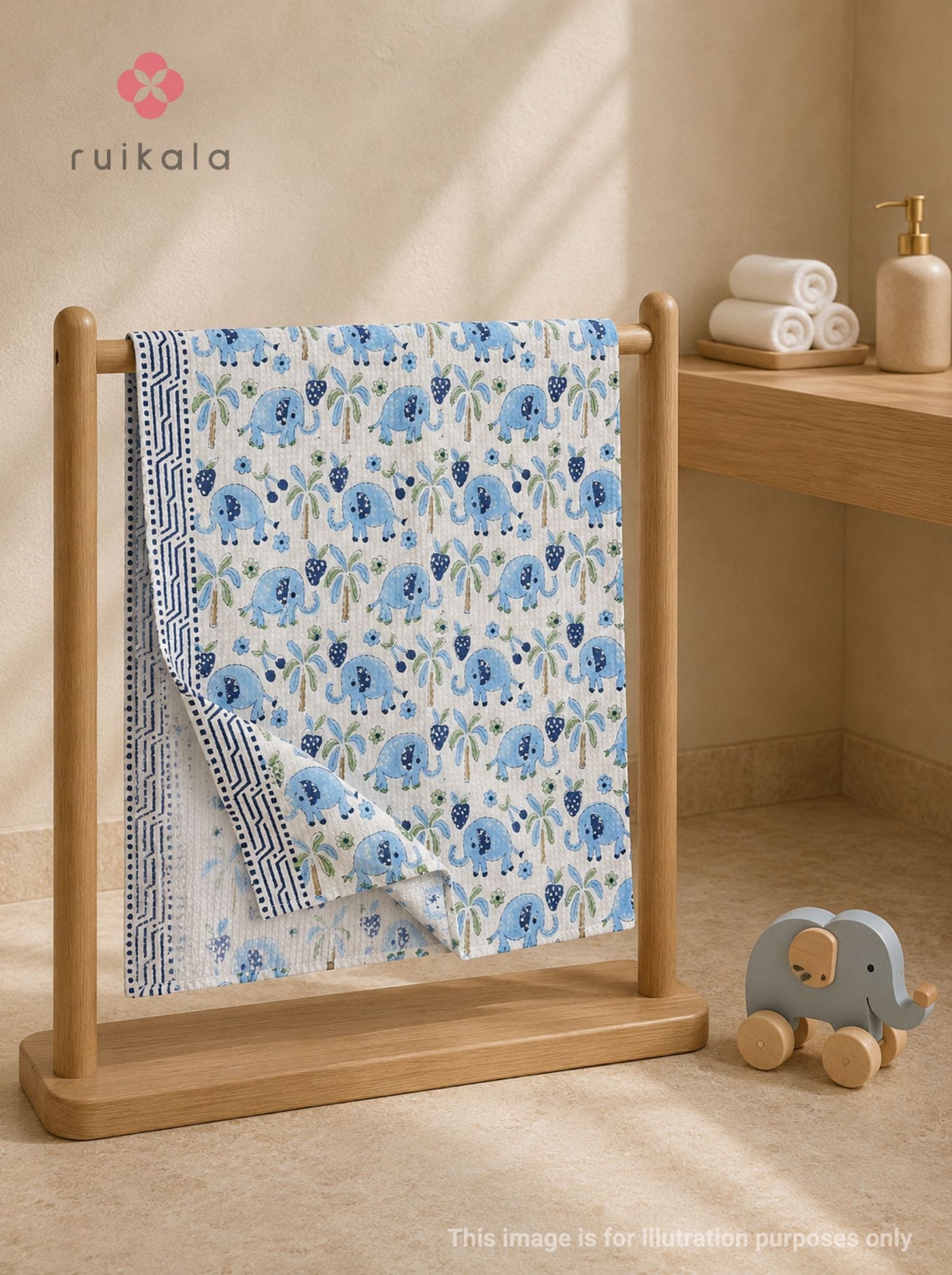 Blue Ellie Kid's Bath Towel