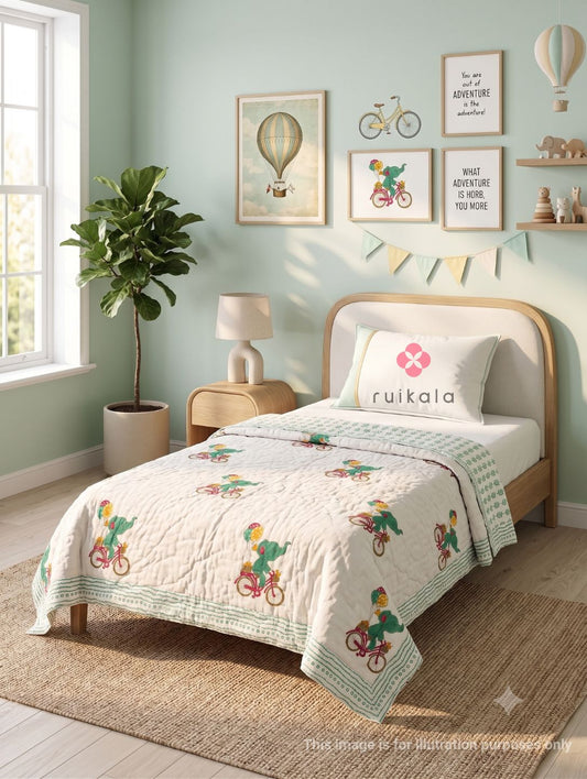 Elephant on Bicycle Kids Quilt