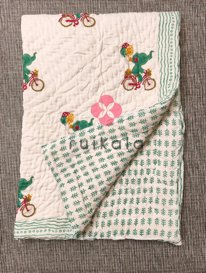 Elephant on Bicycle Kids Quilt
