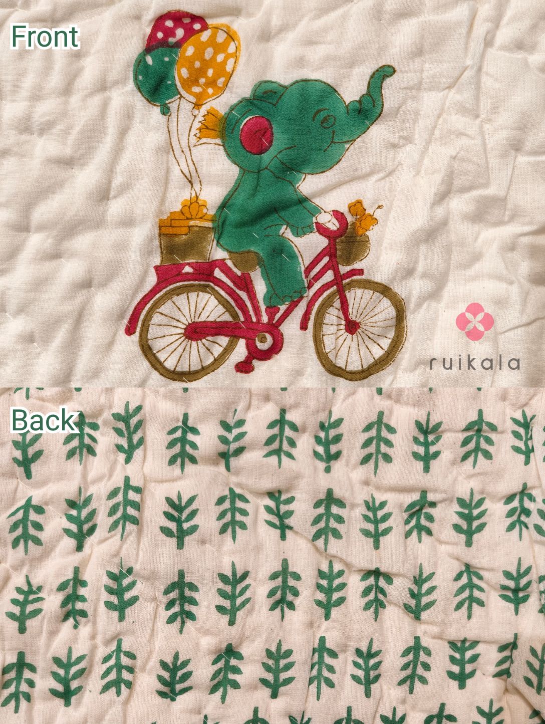 Elephant on Bicycle Kids Quilt