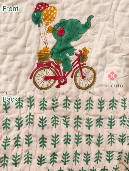 Elephant on Bicycle Kids Quilt