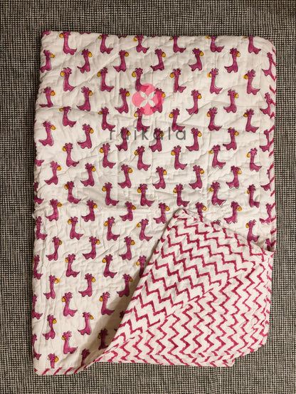Pink Giraffe Kids Quilt