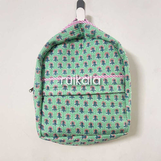 Mint Blossom Quilted Backpack