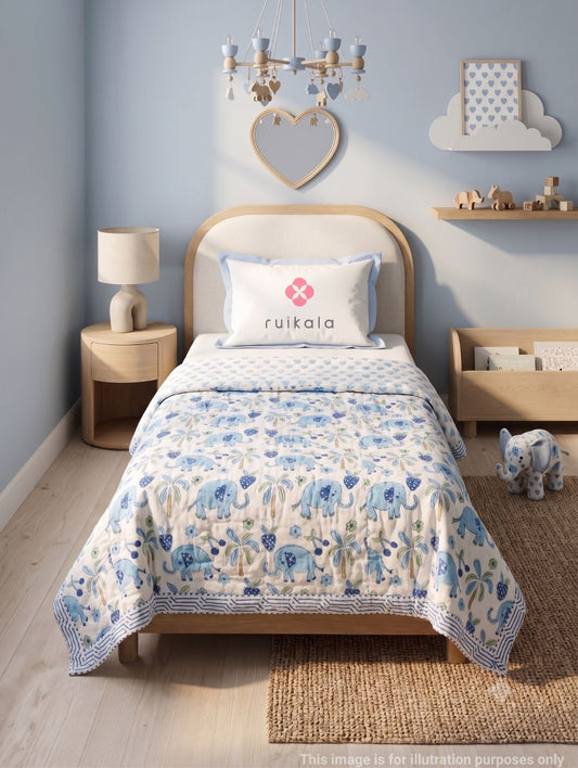 Blue Elephant Kids Quilt