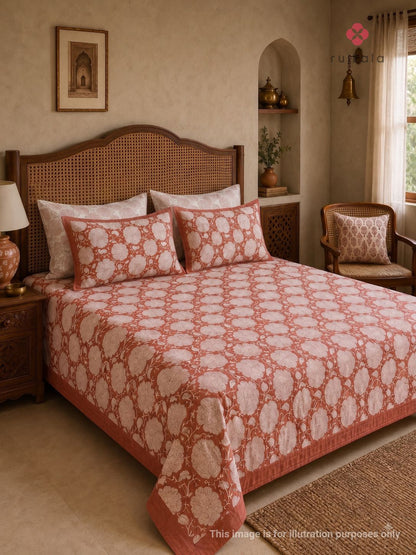 Peach Rose Garden Bedsheet