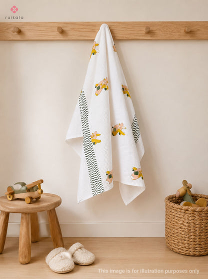 Yellow Airplanes Kid's Bath Towel