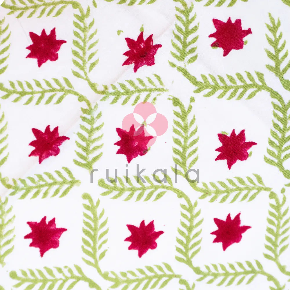King Size Handblock Printed Bedsheet set with quilted bedcover