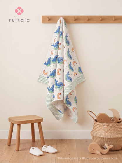 Whales & Moons Kid's Bath Towel