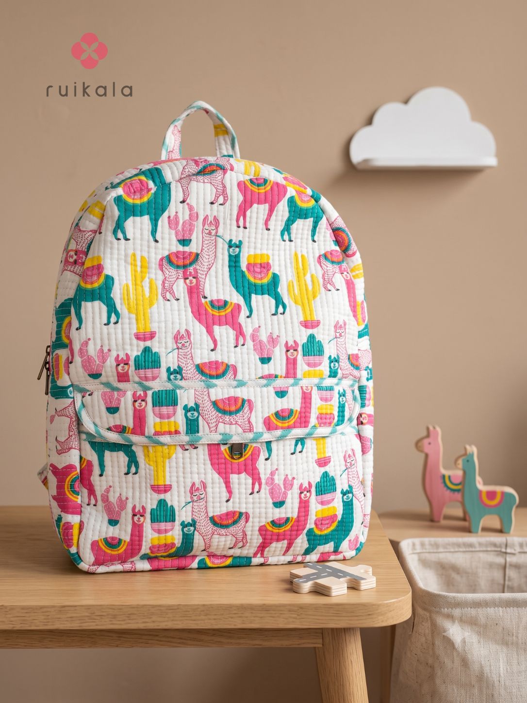 Llama Lane Kid's Quilted Backpack