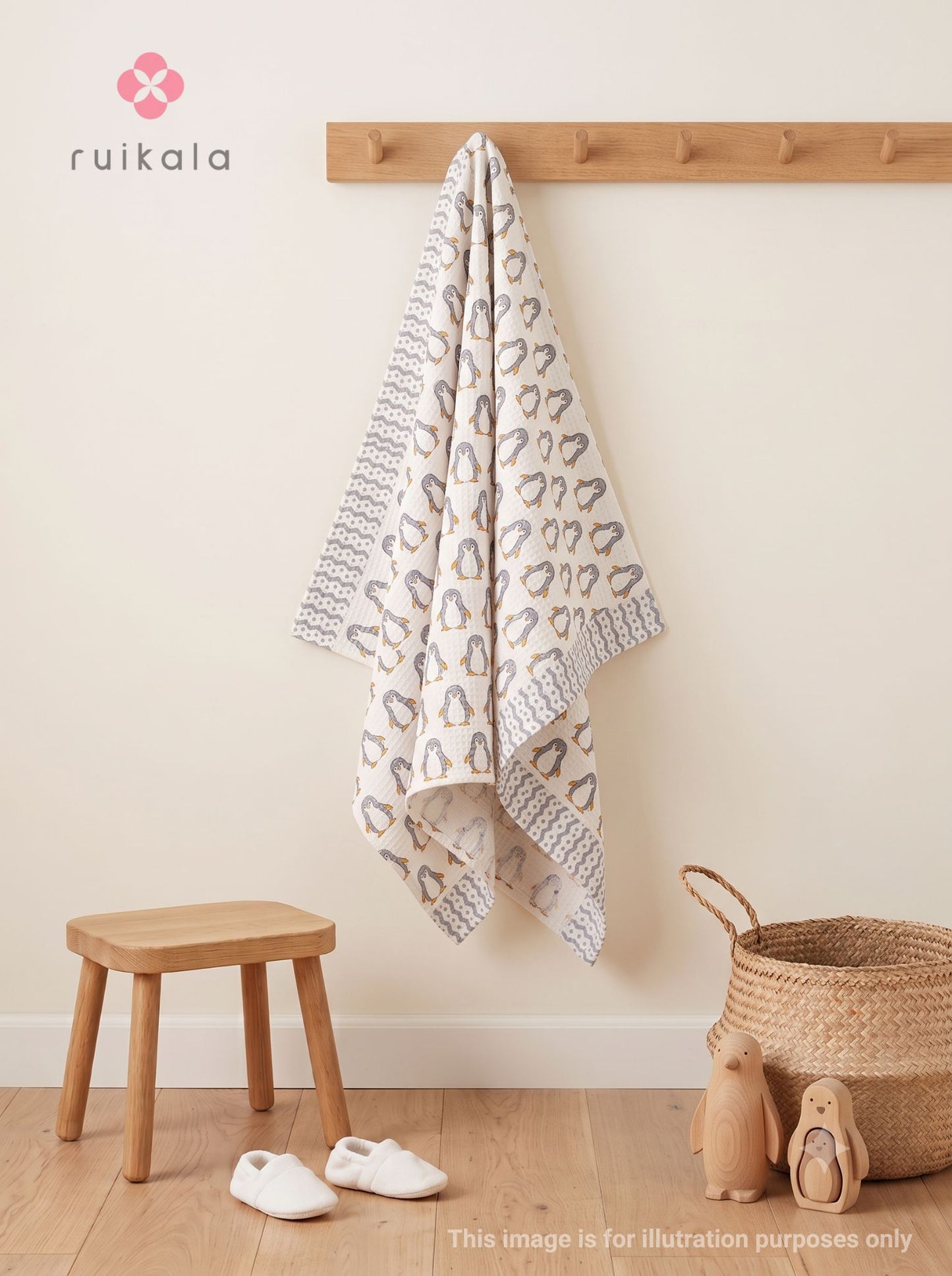 Grey Penguins Kid's Bath Towel