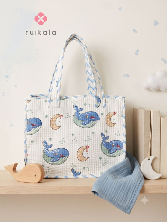 Whales & Moons Kid's Mini Tote Bag