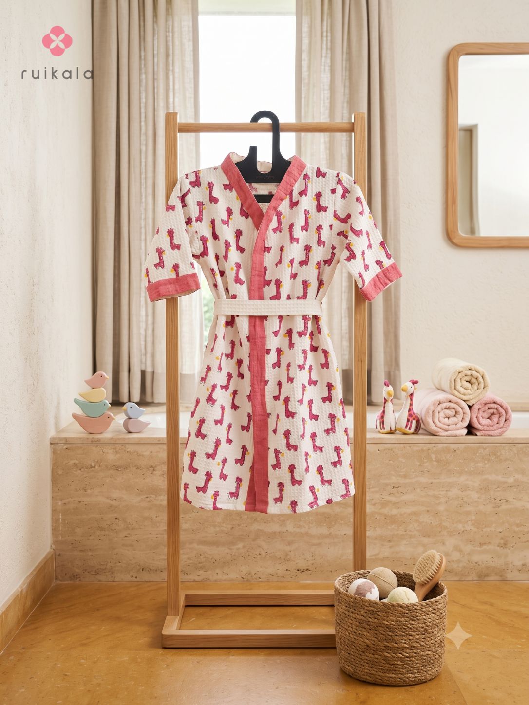 Pink Dino Kid's Bathrobe