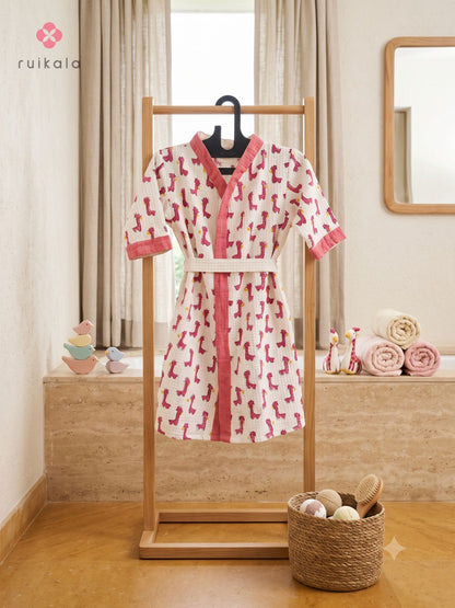 Pink Dino Kid's Bathrobe
