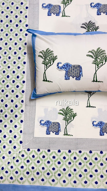 Blue Elephant Bedsheet