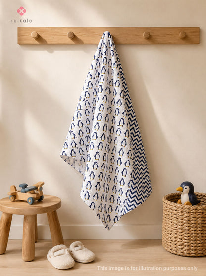 Blue Penguin Kid's Bath Towel