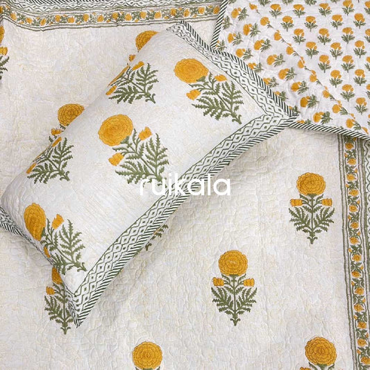 Sunlit Marigold Quilted Bedcover