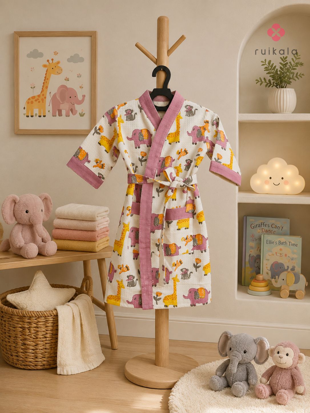 Elephant & Giraffe Tales Kid's Bathrobe