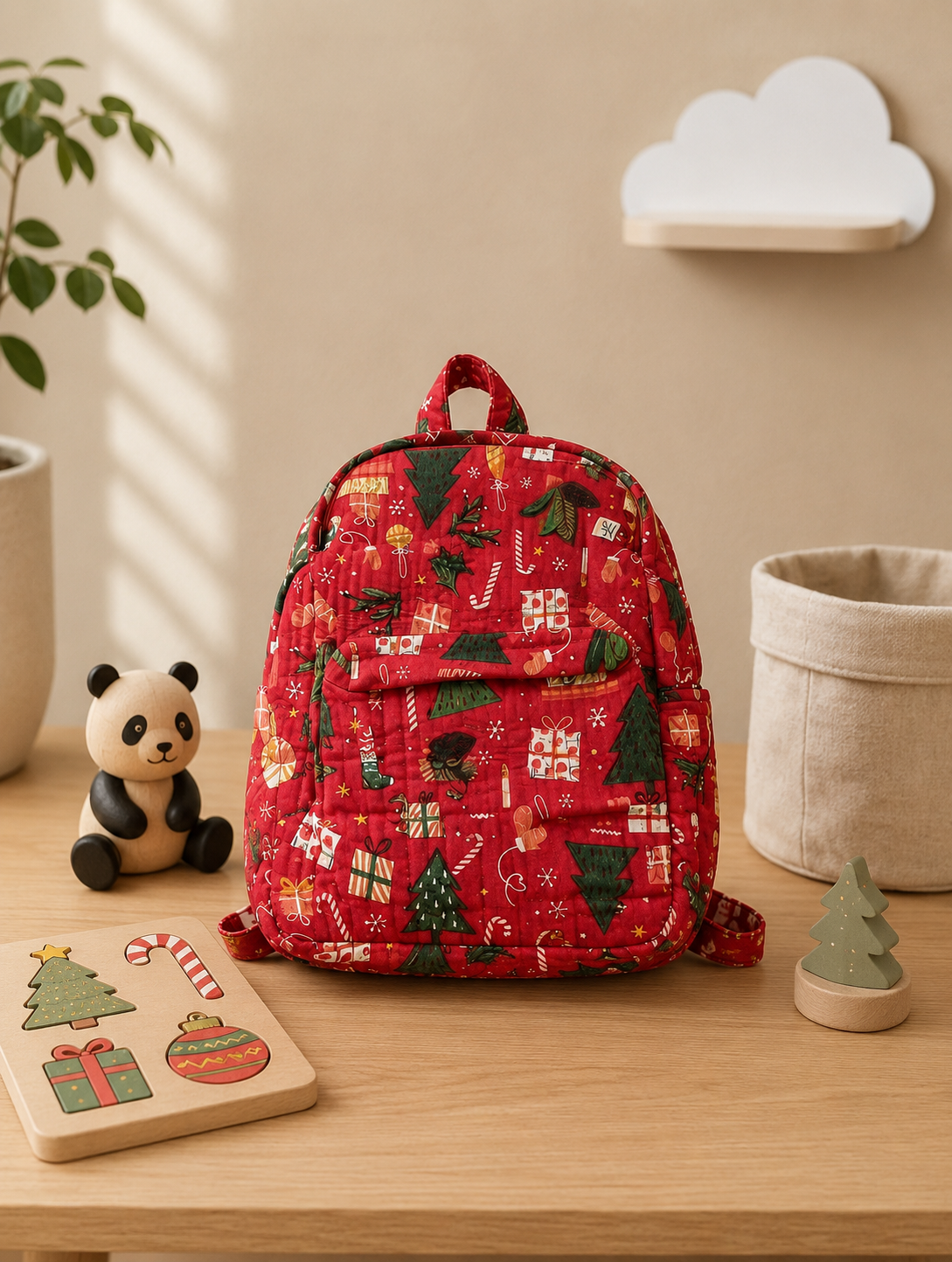 Mini Red Christmas Kid's Quilted Backpack