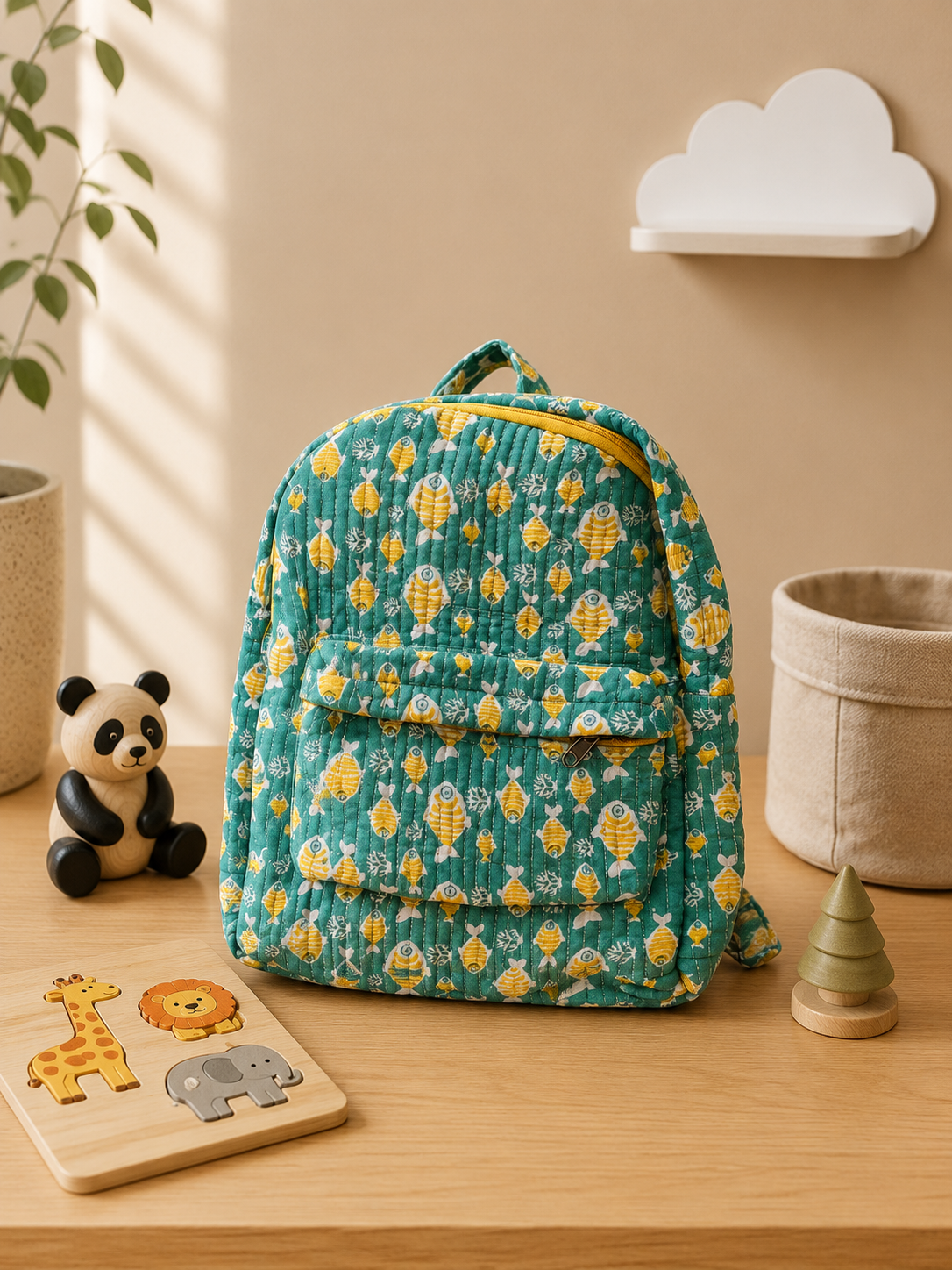 Mini Little Swimmers Teal Kid's Quilted Backpack