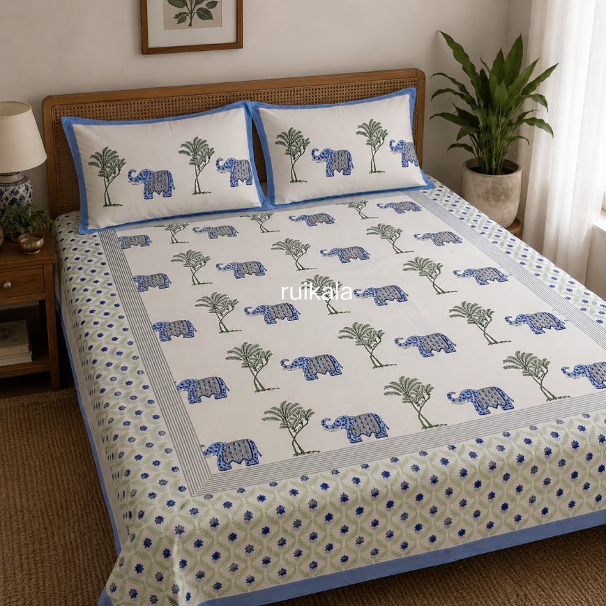 Blue Elephant Bedsheet
