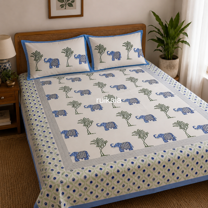 Blue Elephant Bedsheet