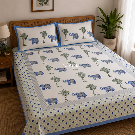 Blue Elephant Bedsheet