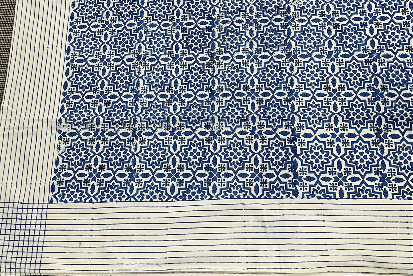 Indigo Grid Bloom Bedsheet